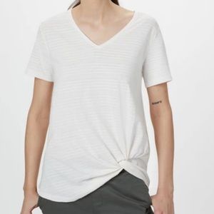 Tentree Enso tee Elm White striped v neck